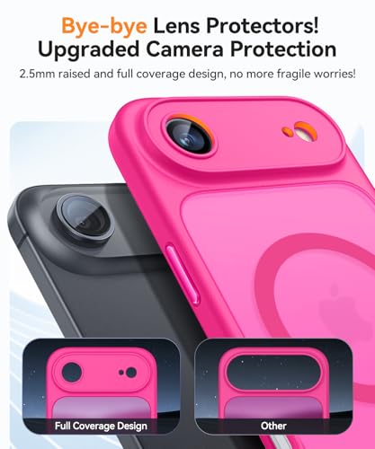 Image of CANSHN Magnetic Compatible with iPhone Air Case(6.5 Inch), Upgraded [Full Camera Protection] [Compatible with Magsafe] [Translucent Matte] Shockproof Phone Cover for iPhone 17 Air Case,Hot Pink