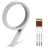 YIPLED 5 Inch House Numbers for Outside, Metal Address Number 9 - Modern Design, Weather-Resistant Silver Powder Coated Finish, No Fading (Silver)
