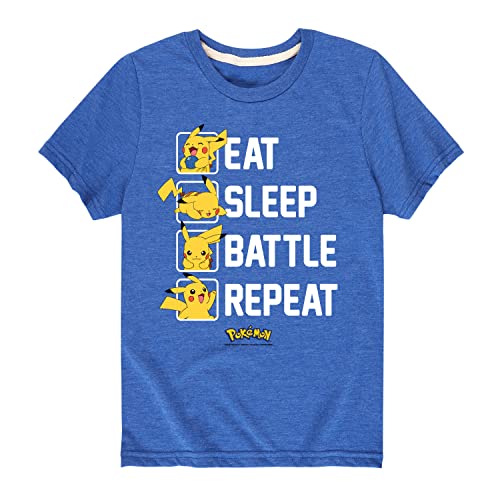 HYBRID APPAREL - Pokémon - Eat Sleep Battle Repeat - Youth Short Sleeve Graphic T- Shirt