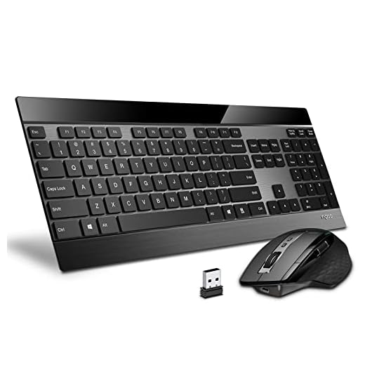 RAPOO Wireless Keyboard and Laser Mouse Combo,Multi Device (Bluetooth 4.0+3.0+2.4G) Keyboard and Mouse Set,Ultra-Slim Computer Keyboard Compact Design for Windows/Android/Mac OS