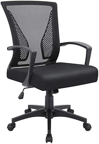 VICTONE Home Office Desk Chair Task Mid Back Mesh Office Chair Ergonomic Swivel Lumbar Support Desk Computer Chair (Black)