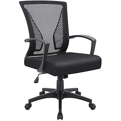 VICTONE Home Office Desk Chair Task Mid Back Mesh Office Chair Ergonomic Swivel Lumbar Support Desk Computer Chair (Black)