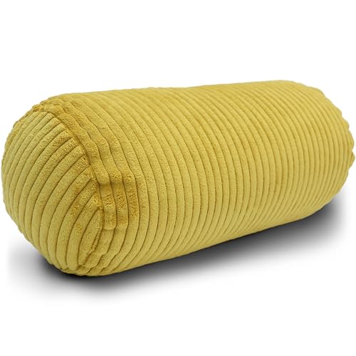 Amilian Nackenrolle mit Bezug 40x15 cm – Cord Kissen mit Füllung – Waschbar – Für Erwachsene & Kinder – Ideal für Nacken (Sonnentraum, 40 x...