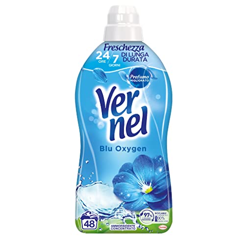Vernel Blu Oxygen Ammorbidente Lavatrice Concentrato Profumato, Intensa Freschezza E Morbidezza, Confezione Da 1,2 Litri