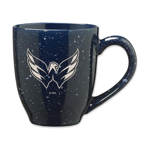Rico Industries NHL Hockey Washington Capitals Navy 16 oz Team Color Laser Engraved Speckled Ceramic Coffee Mug