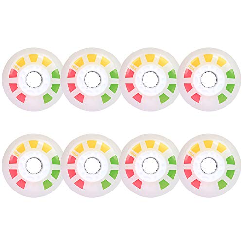 JHKJ Roues de Patin À Roues Alignées 85A (Paquet de 8) Lames À roulettes pour Débutants Roues de Remplacement À LED Roues de Placement de Patinage Roues Rechange Roller,Multi Colored,76mm Cover