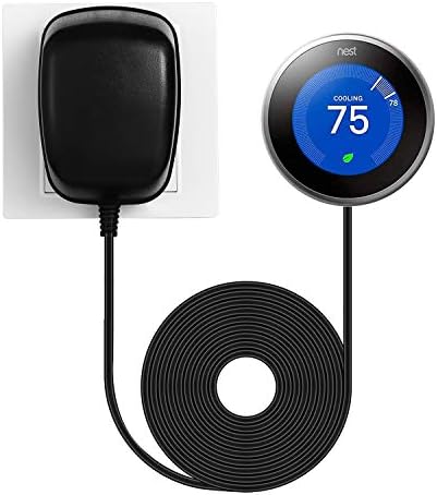 C wire adapter 24 Volt Transformer for Ring Doorbell Nest Honeywell Emerson Sensi Smart Wifi Thermostat Ecobee Nest Hello Skybell Thermostat UL Certificated (26ft/8m)