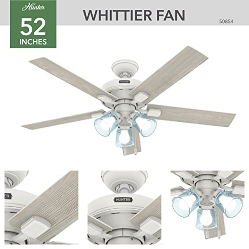 Hunter Fan Company, 50854, 52 inch Whittier Matte White Ceiling Fan with LED Light Kit and Pull Chain - Image 3