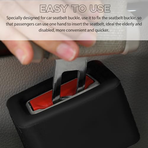 Image of Augeny 2 PCS Seat Belt Buckle Holder, Silicone Auto Rear Seatbelt Buckle Booster to Makes Receptacle Stand Upright for Easy Access, Universal Vehicle Seatbelt Buckle for Kids (Black+Red)