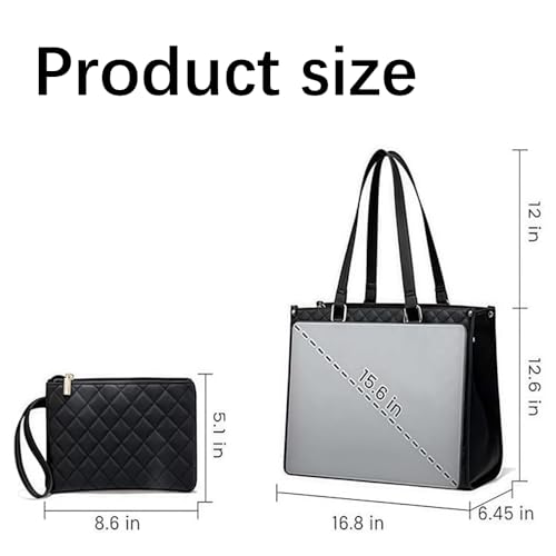Tote and Luxe Co Bag, 3-in-1 Quilted Tote Bag for Women with Laptop Sleeve, Lunch Compartment, Organizer3