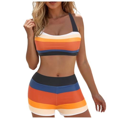 Zweiteilige Sets Bikini Damen Bikini Teenager Mädchen Zweiteiliger Badeanzug Verstellbar Oberteile Gepolsterte Mit Badeshorts Sets Strandmode Damen Set Bikinis Bikinioberteile Sport