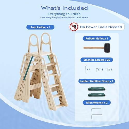WDOT Pool Ladder Above Ground Swimming Safety Plastic A Frame Pool Ladder with Platform and Safety Barrier for 48-52 inches Pool