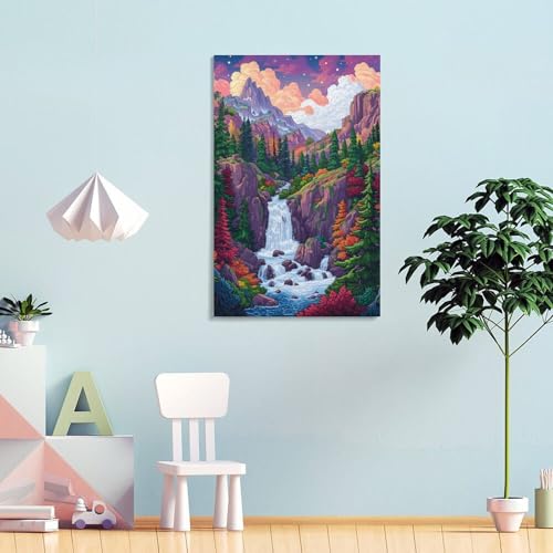 Tableau Impression Sur Toile Montagnes Cascades Pour Mur Vide - 4