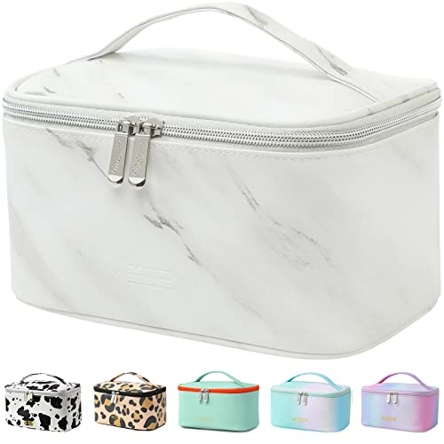 Meiyuuo Makeup Bag Cosmetic Bags Small for Women Zipper Pouch Makeup Organizer Waterproof Cute (White Marble) Off Marble