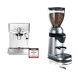 GASTROBACK 42709 Design Espresso Pro, Espressomaschine mit Siebträger, Milchaufschäumdüse, 15 bar, 1.5 L, Thermoblock-Heizsystem, 18/8 Edelstahl & Graef Kaffeemühle CM 800, Silber