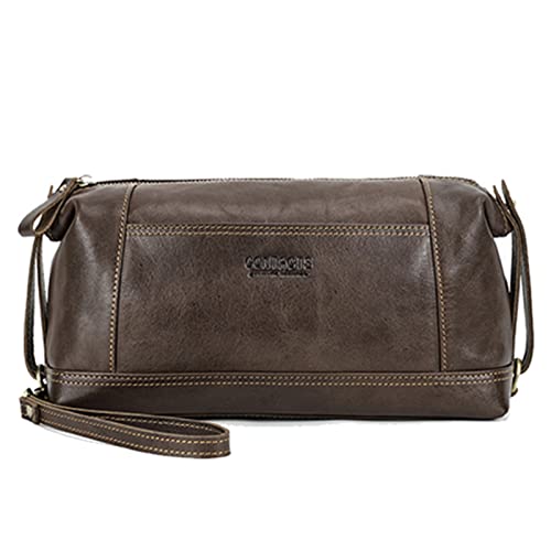 OGHEMP Pochette da Uomo in Vera Pelle di Grande capacità con Cinturino da Polso Borsa for Cellulare Organizer da Viaggio