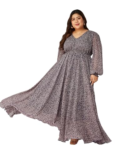 Image of Miss Chase A+ Women's Floral Wrap Chiffon Maxi Dress with Flutter Sleeves Frilled Hem