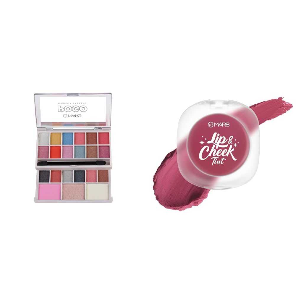 MARS Poco Face Makeup and eyeshadow Palette with Slider Case MARS Lip Cheek Tint for Bold Pop Color 2.8 gm 01-Dusty Rose - Trust Your Heart-image-17