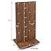 Ikee Design Wooden Rotating Two-Sided Jewelry Display Stand, Rotating Organizer with 32 Hooks for Store, Earring Keychain Display with Hooks, Brown color, 9 W x 7.5 D x 16.5 H in