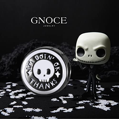 Image of GNOCE Skull Charm Bead Silver Pendant Dangle Charms fit Bracelet /Necklace Jewelry Gift for Women Men