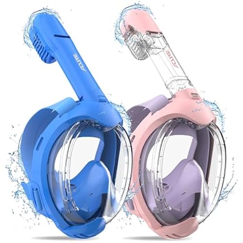 ACURE Kids Snorkel Mask Full Face - Anti-Fog & Dry Top Snorkel Set, Snorkeling Gear with Easier Breathing System for Swimming Beginners Ages 3-8
