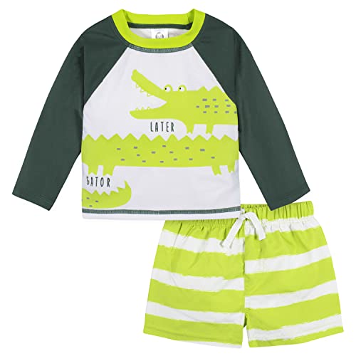 Image of Gerber Baby-Boys Toddler Long Sleeved Rashguard Swim Bathing Suit Set