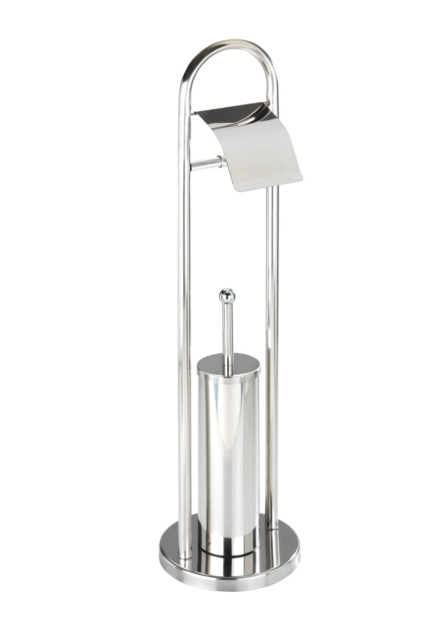 Wenko Juego de Pie para WC, Acero Inoxidable, Plata Brillante, 22x22x81 cm