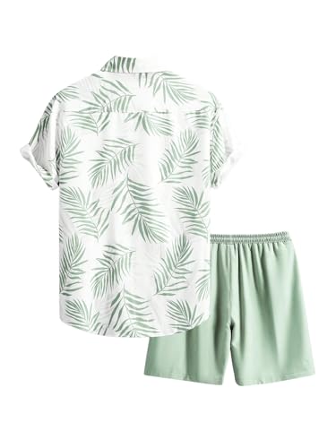WDIRARA Men's Hawaiian Matching Set Summer Beach 2 Piece Outfits Tropical print Shirts and Shorts2