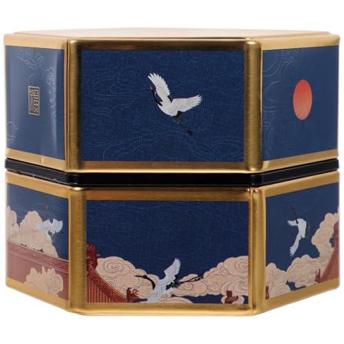 SEWACC Tarro Metálico Hermético para Té a Granel Lata de Hojalata Vintage Tapa Resistente Oxidación Recipiente de Cocina para Almacenar Té Azúcar y Dulces Estilo Chino Corto 1 Pieza