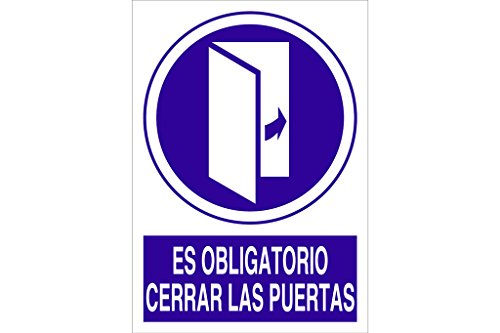 Plimpo Señal Adhesiva 148X105Mm Es Obligatorio Cerrar Las Puertas En Oferta Cofan O22Ad148105 Señal Adhesivo, 148 X 105 Mm