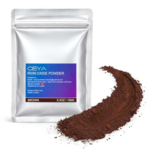 Ceya Iron Oxide Powder 5.3oz/150g Brown Iron Oxide Pigment Powder for Pottery Paint Coatings Epoxy Resins Welding Refrigerator Magnet Soap Dye Slime Making Concrete Color Pigment Mosaics Terrazzo