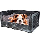 Kistenkolli Altes Land Hundebett Balu aus Holz mit Kissen 90x57x45cm Hundekorb Hundekissen Schlaf...