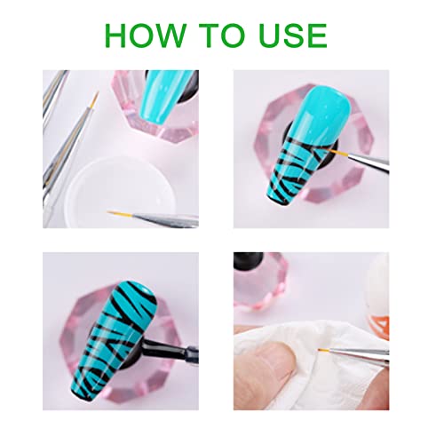 Unihuby Nail Art Pinsel Liner, 5 Stück Nagel Pinsel Gel Nailart Pinsel Blume Strass Stange Zeichnung Nagelgellack… – Bild 6