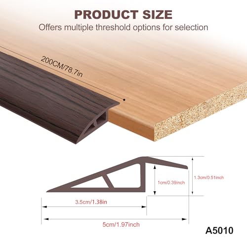 TECDW 200x5cm Transition Strip Self-Adhesive,Flexible Floor Transition Strip Non-Slip，PVC Door Threshold Strip for Covering Doorways Tile Carpet to Tile (Black Walnut Wood Grain） by TECDW - Image 2