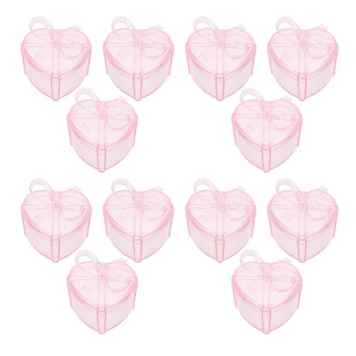 GRADENEVE 12pcs Heart-shaped Decorative Box Plastic Small Candy Box Wedding Party Favor Jewelry Storage Container Valentines Day Display DIY Organizer