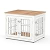Heavy Duty Dog Crate Furniture for Small Dogs Decorative Pet House End Table Wooden Cage Kennel Furniture Indoor White and Natural