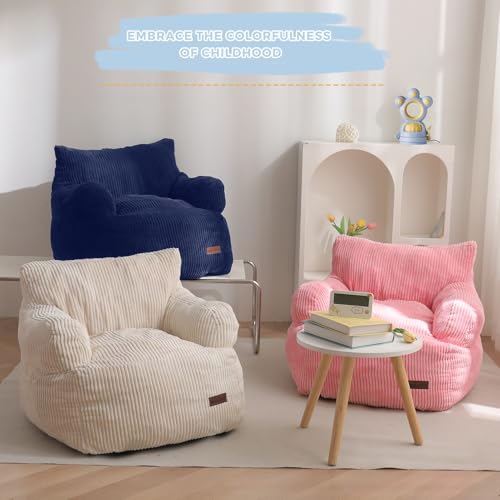 Image of MAXYOYO Kids Bean Bag Chair, Stuffed Bean Bag Sofa, Navy, Standard | Bean Bag Chair for Boys and Girls, Lazy Sofa with Pocket Floor Chair for Gaming, Reading