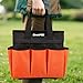 GRENPRO Garden Tool Bag Organizer, Heavy Duty Gardening Tote Toolbox with 10 Pockets, Adjustable Shoulder Strap, Standable & Foldable for Tool Storage, Home Garden Kit, Orange (Tools Not Included)