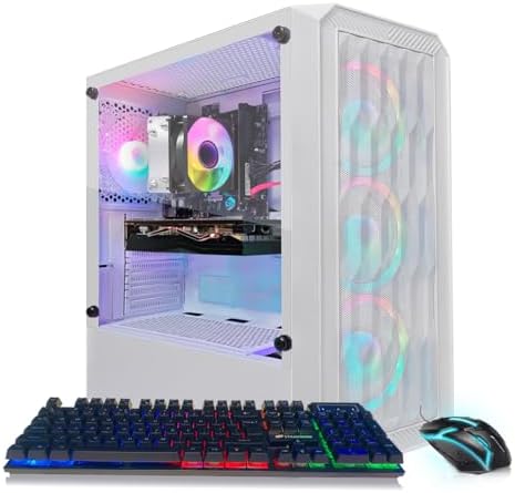 STGAubron Gaming PC Computer Desktop, AMD Ryzen 5 2600 up to 3.9G, GeForce RTX 3050 6G, 16GB DDR4, 1TB SSD, WiFi 6, BT 5.2, RGB Fan x4, Windows 11 Home