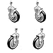 Polyurethane Swivel Threaded Stem Caster Set of 4 w/5