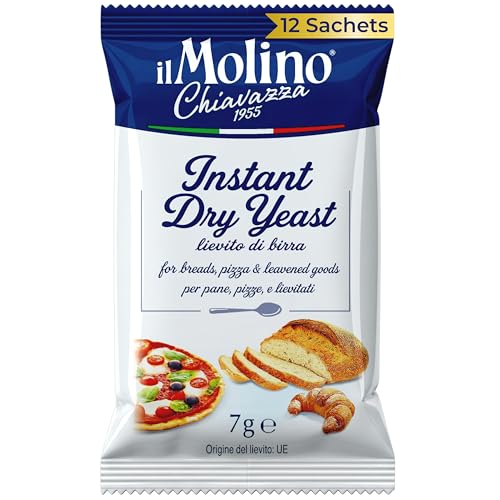 Italian Instant Dry Yeast Sachets - 12 x 7g (84g) - Pre-Measured for Breads Pizzas & Leavened Goods - il Molino Chiavazza