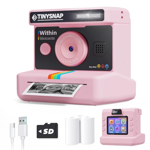 Eveedo Instant Print Camera for Kids,2.4 Inch Screen Kids Instant Cameras, Christmas Birthday Gifts for Girls Age 3-12, Portable Toddler Toy for 3 4 5 6 7 8 9 10 Year Old Girls Boys (Pink)