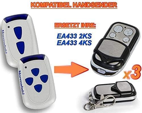 3 x Standard Steel EA433 2KM / EA433 2KS / EA433 4KS / RCU433-2 / RCU433-4 Compatible Garage Door Opener Remote - Image 3