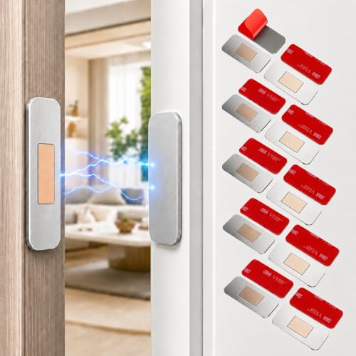 Cabinet Magnets for Closure, 10 Pack Strong Magnetic Hold and Upgraded Adhesive, 3mm Ultra Thin Magnetic Door Catch for Kitchen Cabinets, Drawers & Closet Doors