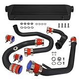 PKSABB Front Mount Intercooler Kit for VW Jetta Golf GTI GL/GLI/GLS MK4 1.8T 1.8L 98-05 Engines FMIC Bolt (black-red pleat)