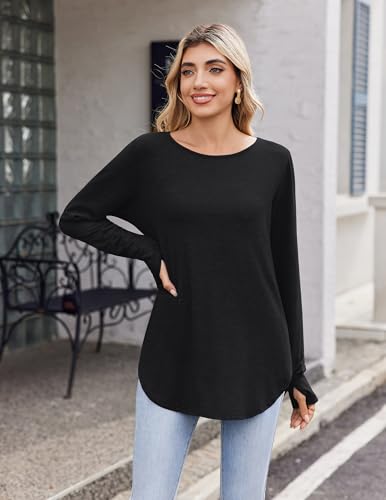 Zeagoo Womens Tunic Tops to Wear with Leggings Long Sleeve Crew Neck Thumb Hole Shirts Loose Tshirts Fall Clothes2