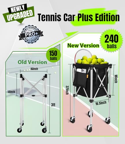 Angooni Professional Tennis Cart with Silent PU Wheels - 2 Capacity Choices (150/240 Balls) - Sturdy, Lightweight & Portable Storage for Practice and Matches - Thumbnail 7