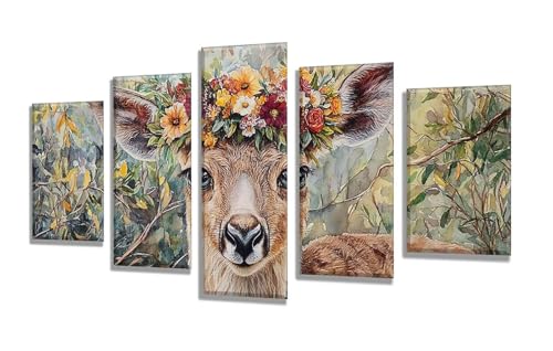 5 Pack Diamond Painting Kits Wreath Deer Large Diamond Painting Kits for Adults, Crystal Rhinestone Gems Arts and Crafts, DIY Full Drill Embroidery Paintings, Home Wall Decor 300x180cm/120x78in q-5555