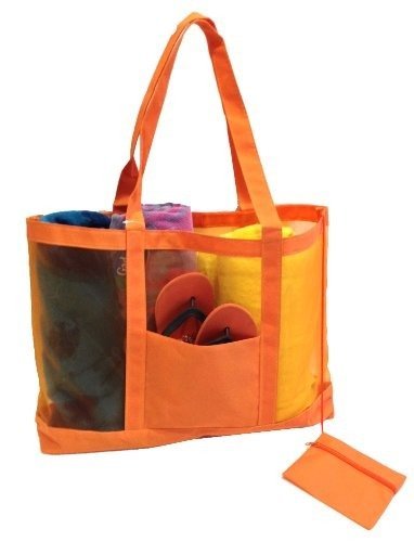 Getagadget Huge See Thru Mesh Beach Tote Bag One Size Orange Buy Online In Andorra At Andorra Desertcart Com Productid