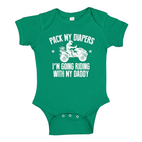 The Shirt Den I'm Going Riding with Daddy 4 Wheeler Baby Bodysuit One Piece 18 mo Kelly Green